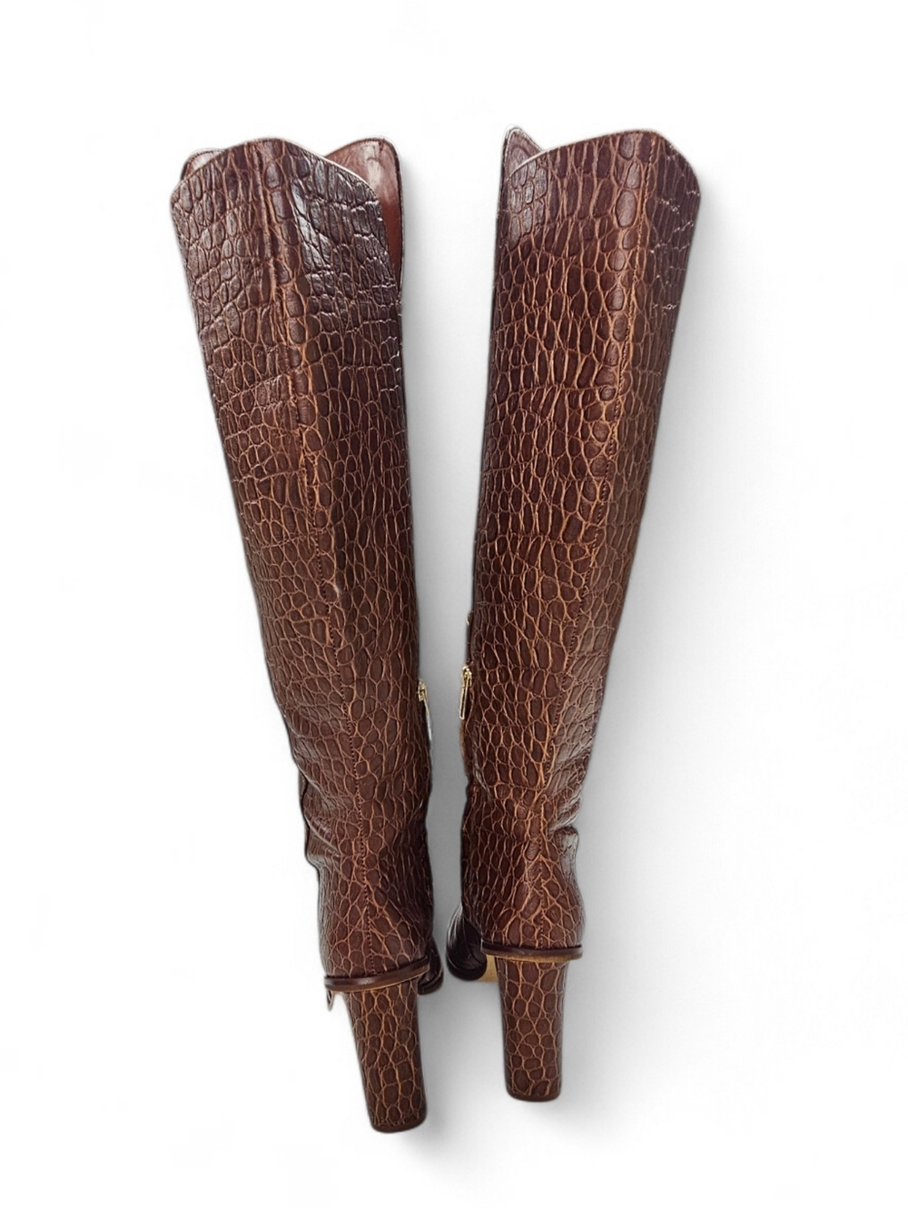Vince Camuto Palley Embossed Leather Over The Knee Boots In Redwood Brown Sz 7.5 - Picture 4 of 12